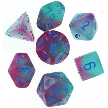 Chessex Gemini Gel Green-Pink/Blue Polyhedral 7-Die Set