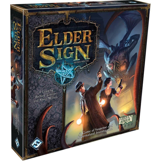 Fantasy Flight Games Elder Sign Board Game Horror Game Strategy Game Mystery Game Cooperative Dice Game for Adults and Teens Ages 14+ 1-8 Players Average Playtime 1-2 Hours Made by Richard Launius
