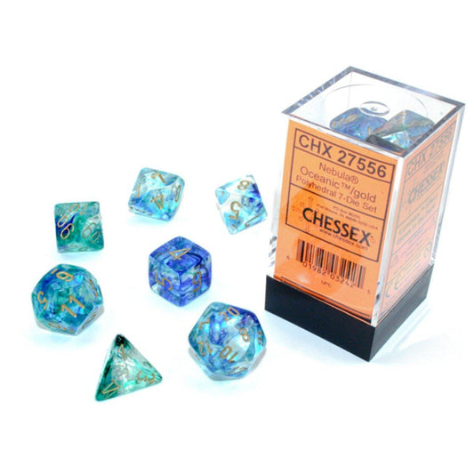 Chessex Nebula Oceanic/Gold Polyhedral 7-Die Set